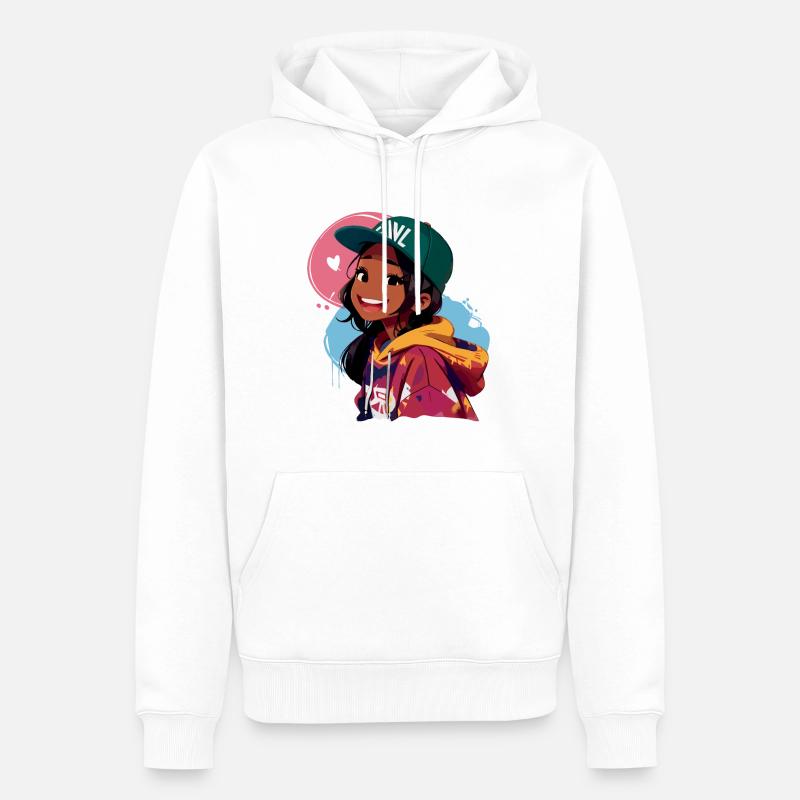 Schwarzes Mädchen im Kapuzenpullover - Männer Premium Bio Hoodie - Weiß