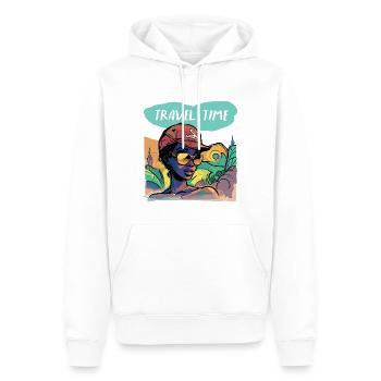 Temps de trajet - Sweat à capuche Premium bio Homme - blanc - Devant - Nico (187cm)