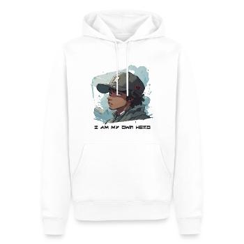 Superheld im Anime-Stil - Männer Premium Bio Hoodie - Weiß - Vorne - Nico (187cm)
