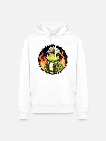 Fire Brigade Frog - Men’s Premium Organic Hoodie - white