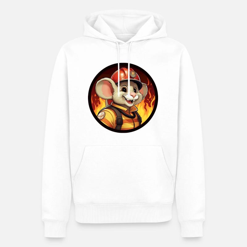 Firefighter Mouse - Men’s Premium Organic Hoodie - white