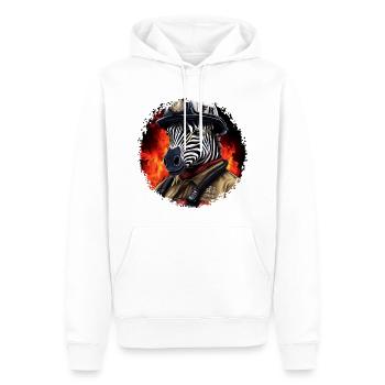 Zèbres Pompiers / Pompier Zebra - Sweat à capuche Premium bio Homme - blanc - Devant - Nico (187cm)