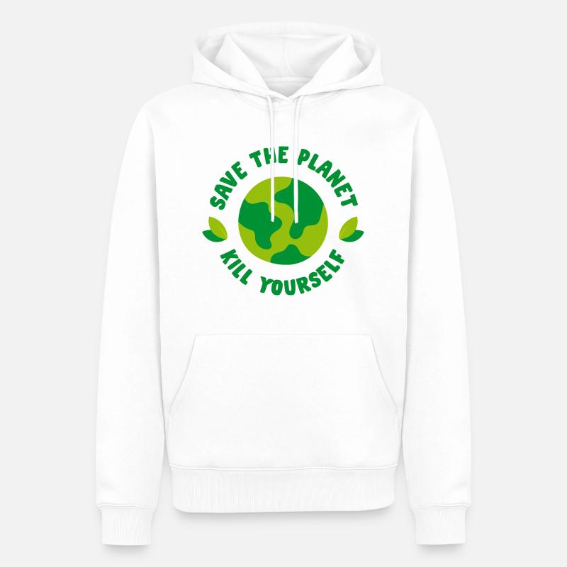 Save the Planet - Kill yourself - Männer Premium Bio Hoodie - Weiß