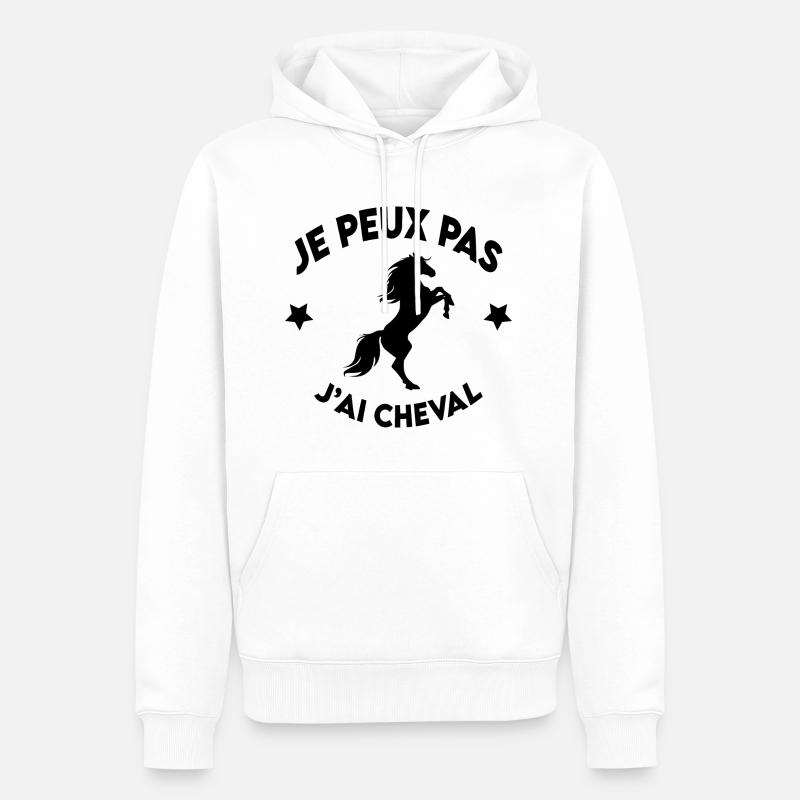 je peux pas j'ai cheval - Sweat à capuche Premium bio Homme - blanc