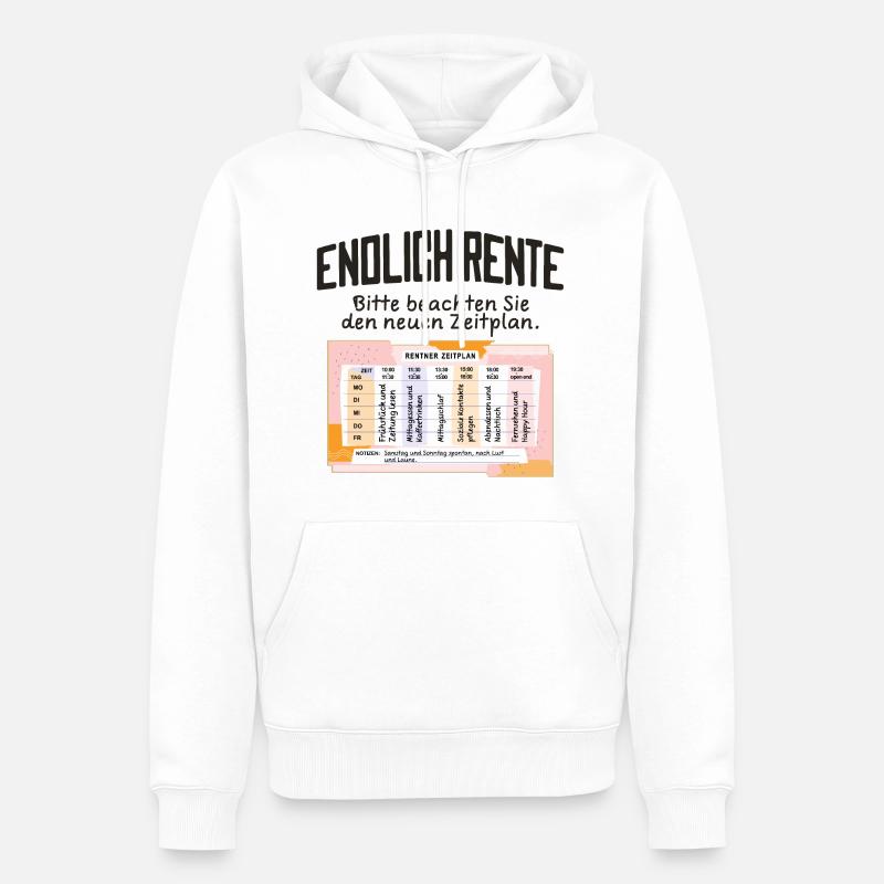 Rentner Zeitplan Tagesablauf, Endlich Rente - Männer Premium Bio Hoodie - Weiß