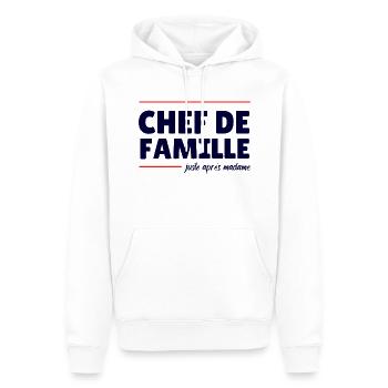 Humour homme soumis chef de famille blague drôle - Sweat à capuche Premium bio Homme - blanc - Devant - Nico (187cm)