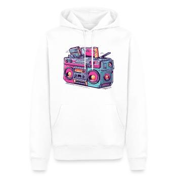 Rétro Radio Tape Cassette Vintage - Sweat à capuche Premium bio Homme - blanc - Devant - Nico (187cm)
