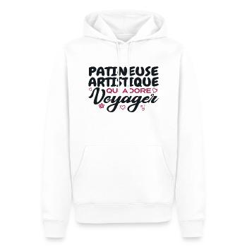 Patineuse artistique globe-trotteuse passionnée - Sweat à capuche Premium bio Homme - blanc - Devant - Nico (187cm)