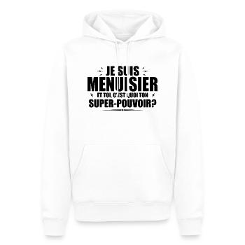 Ich bin Schreiner. Was ist deine Superkraft? - Männer Premium Bio Hoodie - Weiß - Vorne - Nico (187cm)