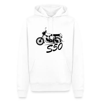 S50 Mobylette Mobylette Symbole Logo icône Simme DDR - Sweat à capuche Premium bio Homme - blanc - Devant - Nico (187cm)