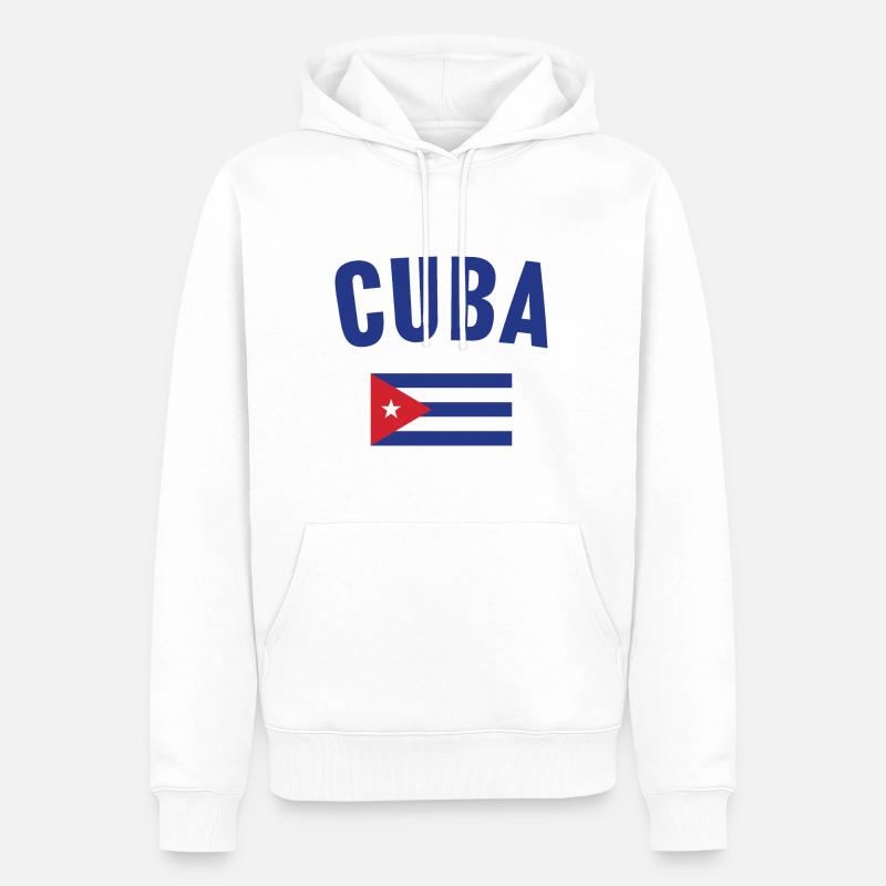 Drapeau de Cuba - Sweat à capuche Premium bio Homme - blanc