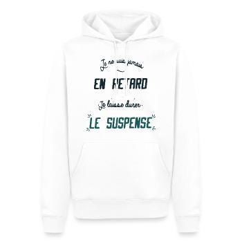 Je ne suis jamais en retard - Sweat à capuche Premium bio Homme - blanc - Devant - Nico (187cm)