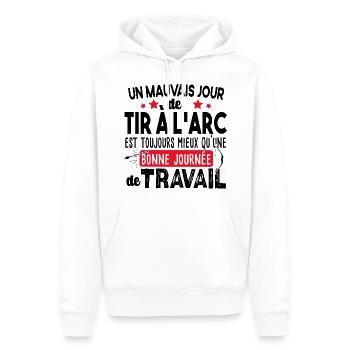 Tir à l'arc Travail Sport Flèche Cadeau Humour - Sweat à capuche Premium bio Homme - blanc - Devant - Nico (187cm)