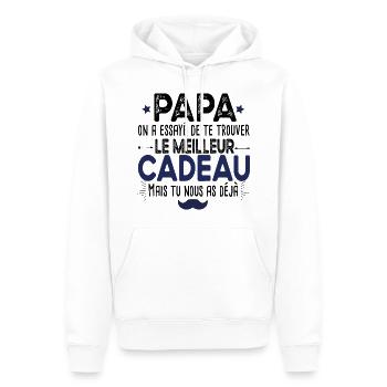 Papa Père Papou Papounet Cadeau T-shirt Mug - Sweat à capuche Premium bio Homme - blanc - Devant - Nico (187cm)
