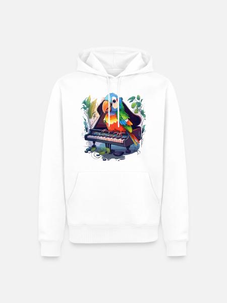 Parrot Pianist - Men’s Premium Organic Hoodie - white