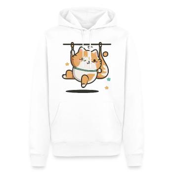 Félin flexible - Sweat à capuche Premium bio Homme - blanc - Devant - Nico (187cm)