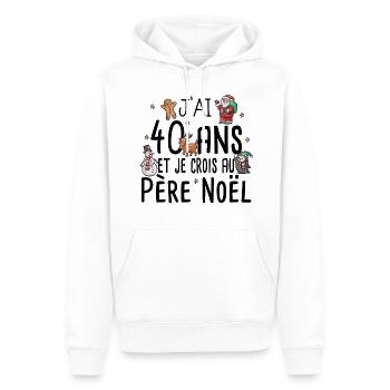 40 Ans Anniversaire Cadeau Père Noël Humour - Sweat à capuche Premium bio Homme - blanc - Devant - Nico (187cm)