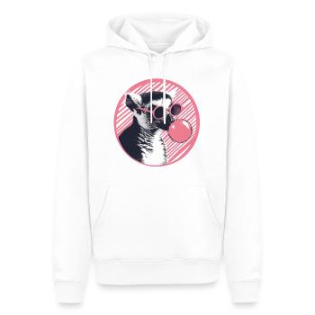 Lémurien avec lunettes de soleil et chewing-gum rose - Sweat à capuche Premium bio Homme - blanc - Devant - Nico (187cm)