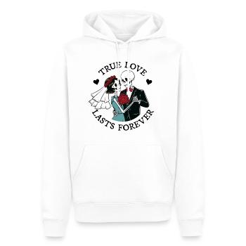 L’amour véritable dure éternellement - Sweat à capuche Premium bio Homme - blanc - Devant - Nico (187cm)