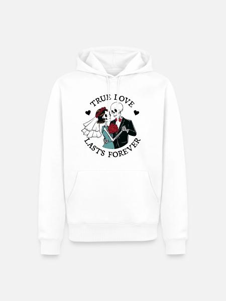 L’amour véritable dure éternellement - Sweat à capuche Premium bio Homme - blanc