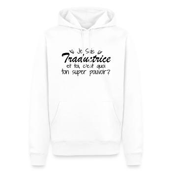 Je suis Traductrice. C'est quoi ton super pouvoir - Sweat à capuche Premium bio Homme - blanc - Devant - Nico (187cm)
