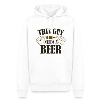 This Guy Needs A Beer - Men’s Premium Organic Hoodie - white - Front - Nico (187cm)