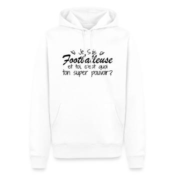 Ich bin Fußballer. Was ist deine Superkraft? - Männer Premium Bio Hoodie - Weiß - Vorne - Nico (187cm)