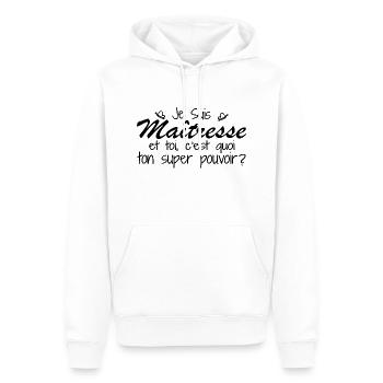 Je suis Maîtresse. C'est quoi ton super pouvoir ? - Sweat à capuche Premium bio Homme - blanc - Devant - Nico (187cm)