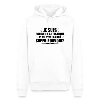 Patineur artistique. C'est quoi ton super pouvoir - Sweat à capuche Premium bio Homme - blanc - Devant - Nico (187cm)