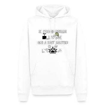 Si j’connaissais l’con… - Sweat à capuche Premium bio Homme - blanc - Devant - Nico (187cm)