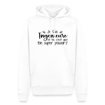 Ich bin Ingenieur. Was ist deine Superkraft? - Männer Premium Bio Hoodie - Weiß - Vorne - Nico (187cm)
