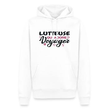 Lutteuse globe-trotteuse passionnée de voyages - Sweat à capuche Premium bio Homme - blanc - Devant - Nico (187cm)