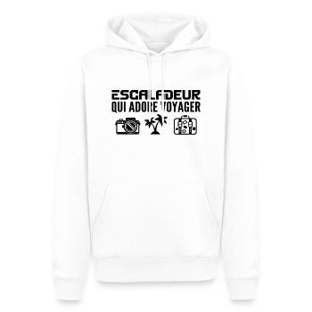 Voyageurs & Escaladeurs : Passion & Découverte - Sweat à capuche Premium bio Homme - blanc - Devant - Nico (187cm)