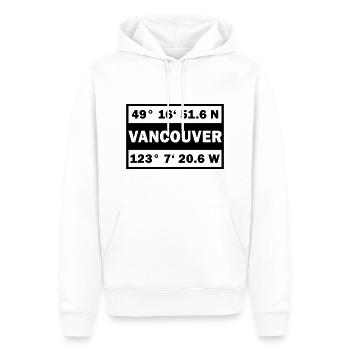 Vancouver coordonne la ville Canada Vancouver - Sweat à capuche Premium bio Homme - blanc - Devant - Nico (187cm)