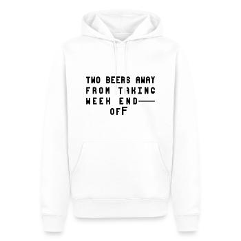 zwei Biere vom Wochenendenorden entfernt - Männer Premium Bio Hoodie - Weiß - Vorne - Nico (187cm)