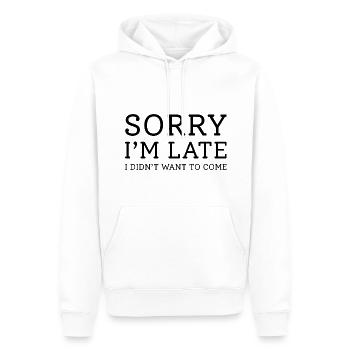 Sorry I’m Late - Men’s Premium Organic Hoodie - white - Front - Nico (187cm)
