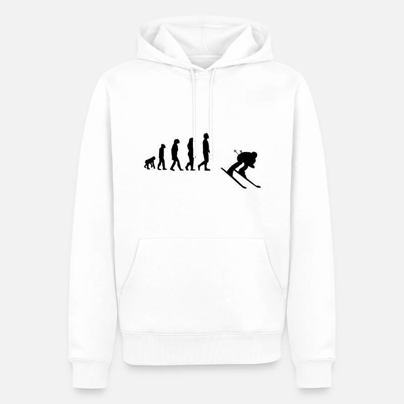 Ski évolution - Sweat à capuche Premium bio Homme - blanc