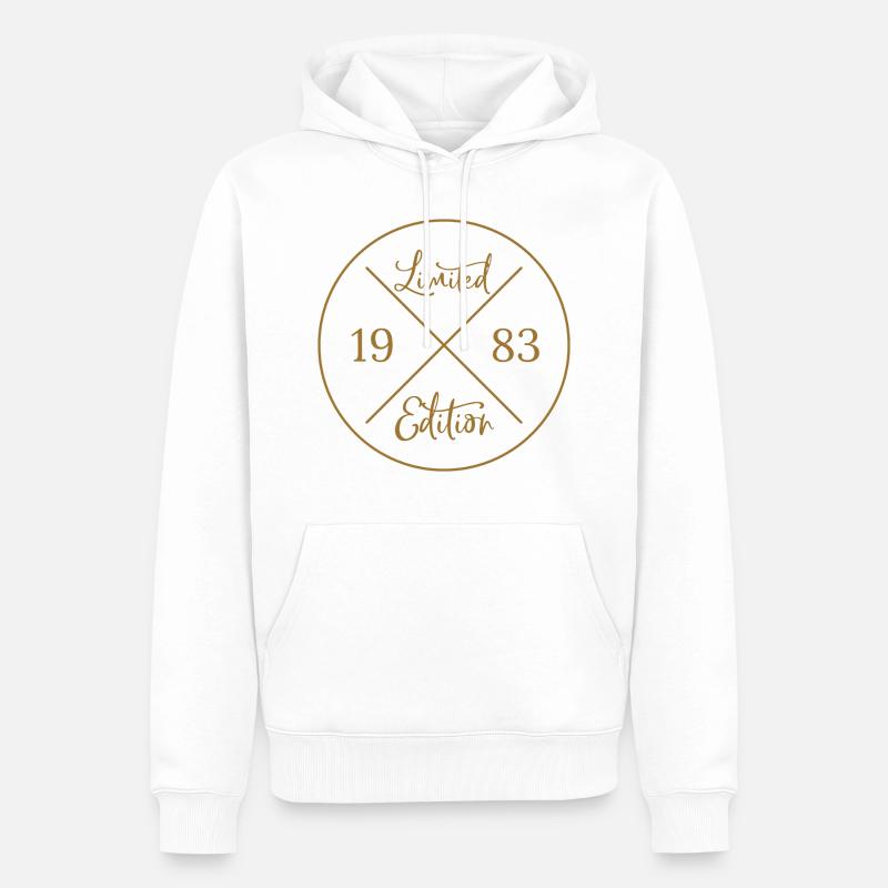 Édition Limitée 1983 Cadeau - Sweat à capuche Premium bio Homme - blanc
