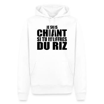 Homme qui adore : Riz. Design Drôle Humour Sushi - Sweat à capuche Premium bio Homme - blanc - Devant - Nico (187cm)