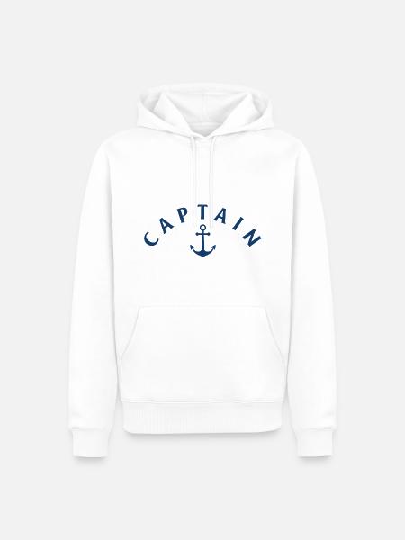 Captain - Men’s Premium Organic Hoodie - white
