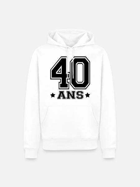 40 ANS,âge - Sweat à capuche Premium bio Homme - blanc