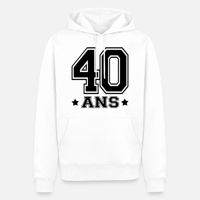 40 ANS,âge - Sweat à capuche Premium bio Homme - blanc