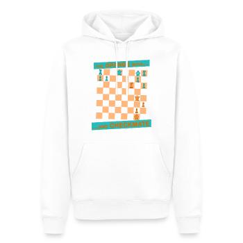 Le mouvement ORANGE ... et CHECKMATE - bretelles - Sweat à capuche Premium bio Homme - blanc - Devant - Nico (187cm)