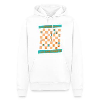 Die ORANGE Bewegung ... und CHECKMATE - Anastasia - Männer Premium Bio Hoodie - Weiß - Vorne - Nico (187cm)