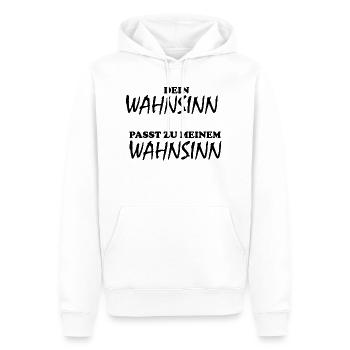Dein Wahnsinn passt zu Meinem Wahnsinn - Männer Premium Bio Hoodie - Weiß - Vorne - Nico (187cm)