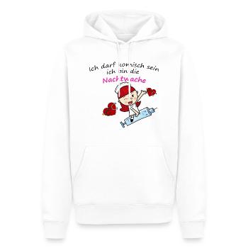 Soins aux personnes âgées/ infirmière Veille de nuit - Sweat à capuche Premium bio Homme - blanc - Devant - Nico (187cm)