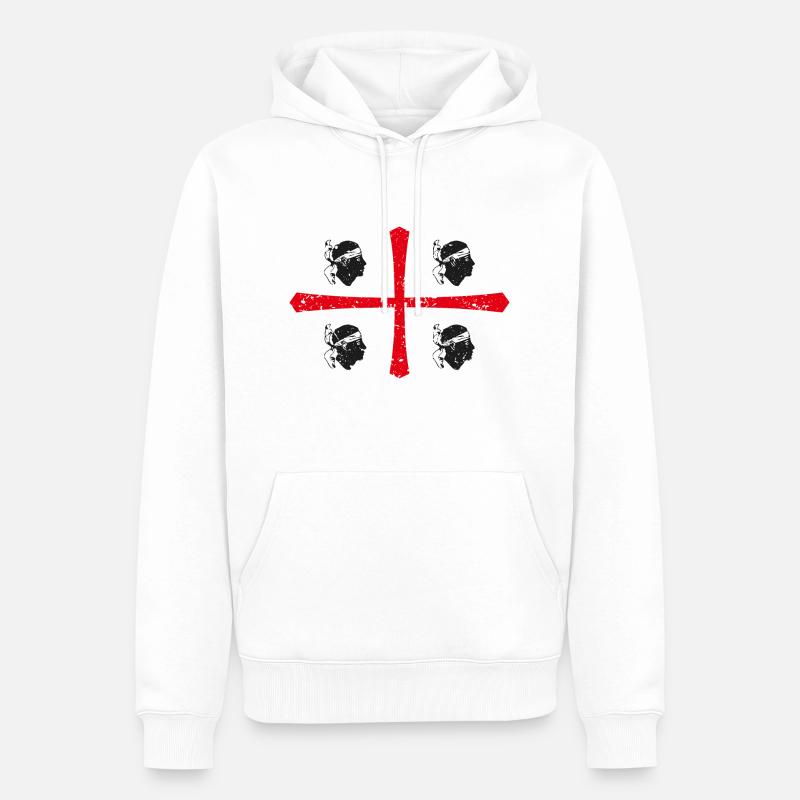 Croix drapeau sarde - Sweat à capuche Premium bio Homme - blanc