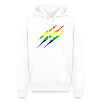 Rayures LGBT Rainbow - Sweat à capuche Premium bio Homme - blanc - Devant - Nico (187cm)