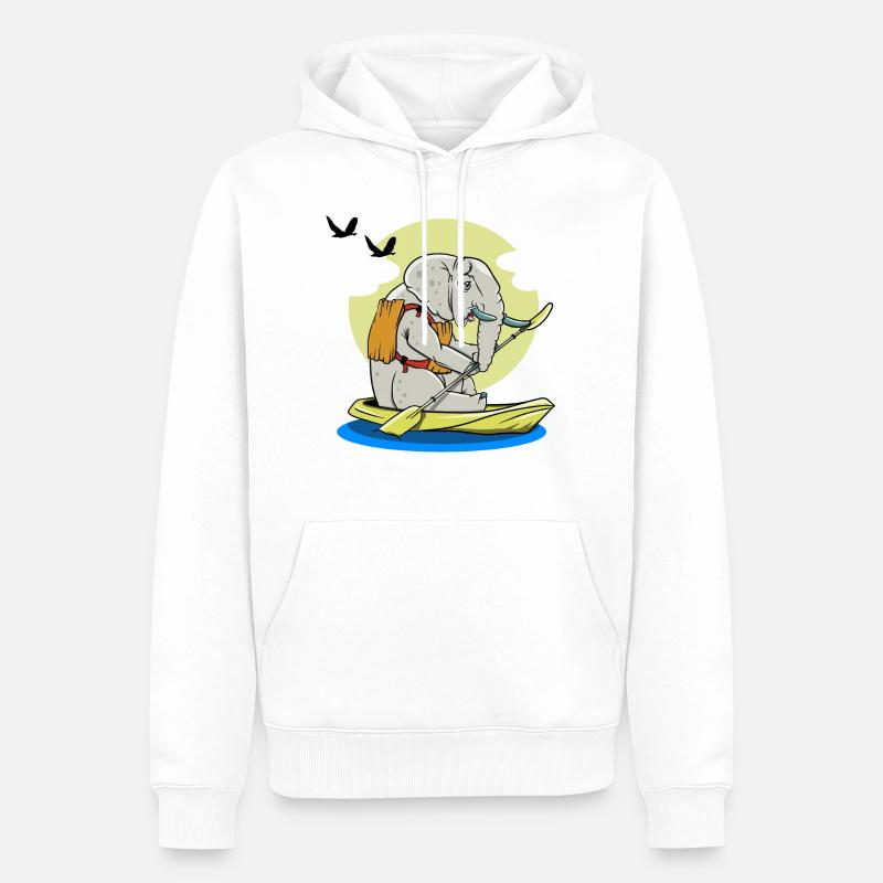 Elephant Kayaking Elefantenkajakfahren - Männer Premium Bio Hoodie - Weiß
