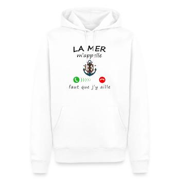 la mer m'appelle - Sweat à capuche Premium bio Homme - blanc - Devant - Nico (187cm)